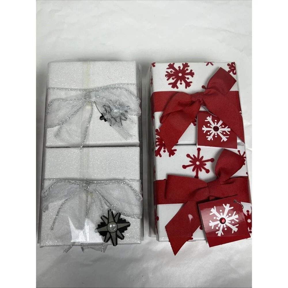 8 Christmas Gift Box Target 2006 Red Black‎ White Bow Snowflake 4.1x4.1x2.7”